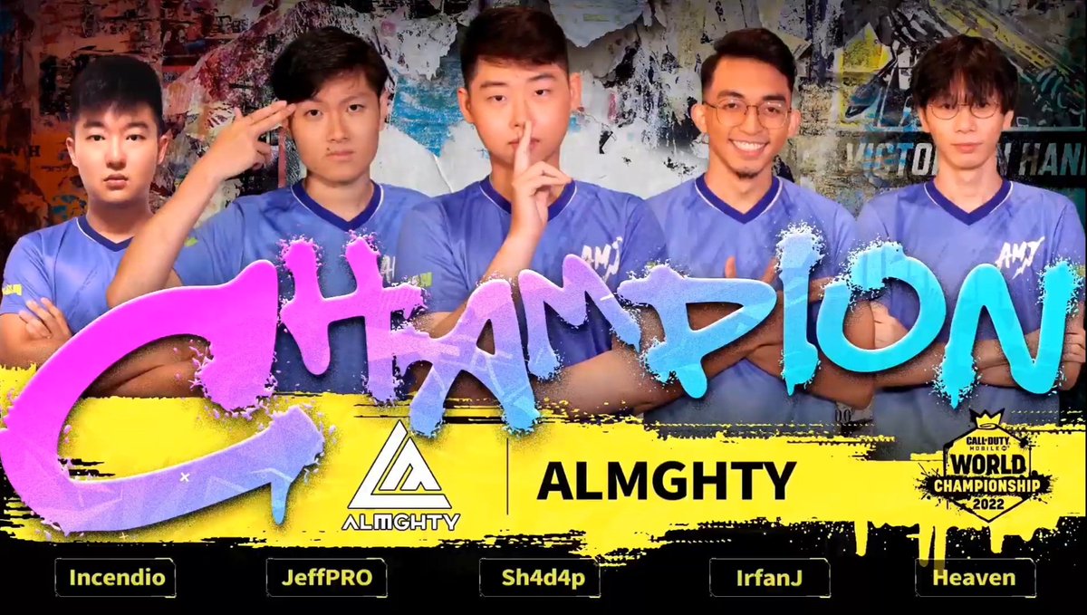 GLXYCODM's tweet photo. 🏆 @ALMGHTYesports ARE YOUR GARENA STAGE 4 CHAMPIONS!
#CODMChamps22 #CODMWC https://t.co/BtW0LSNeYW