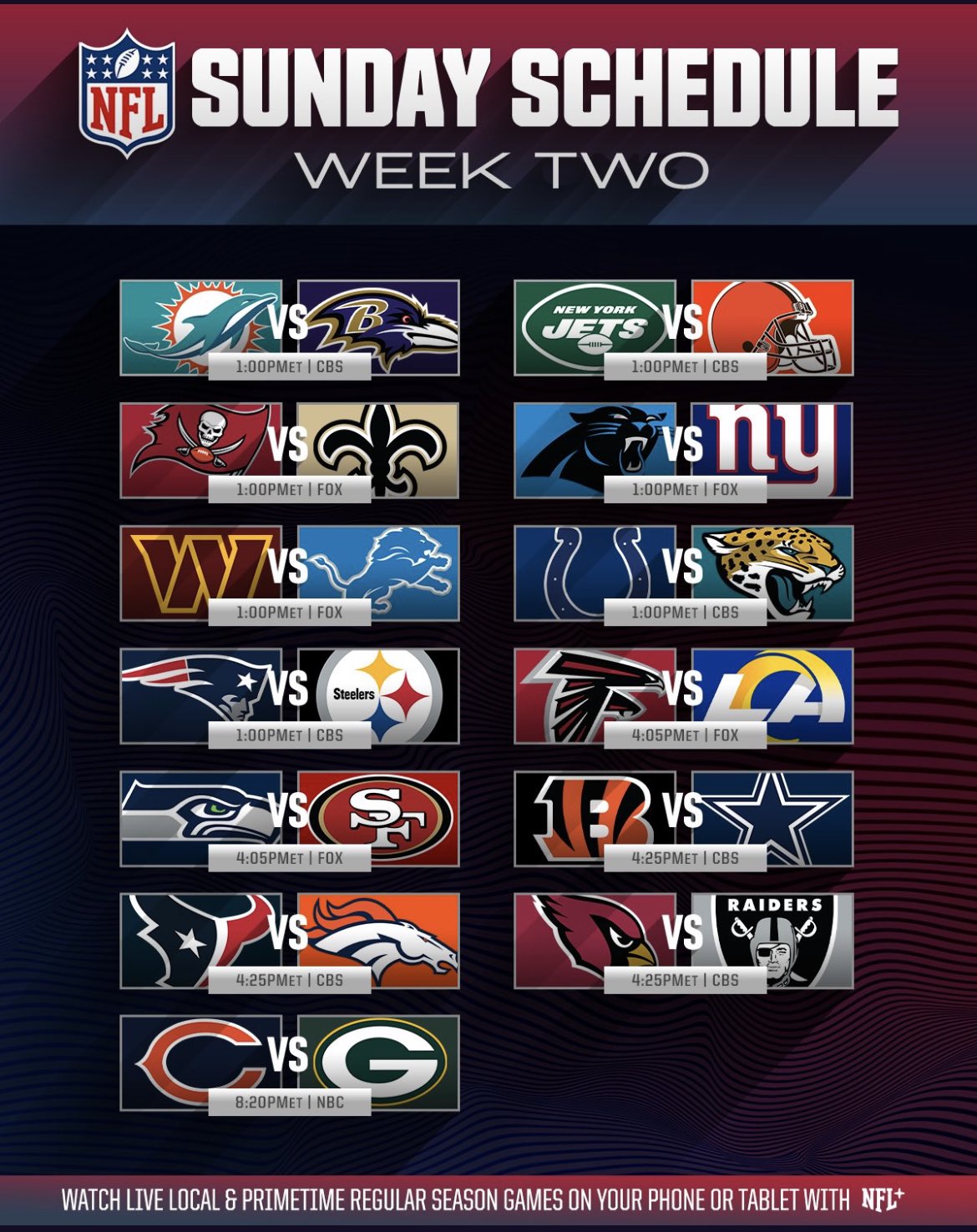 Nfl schedule week 2 discount