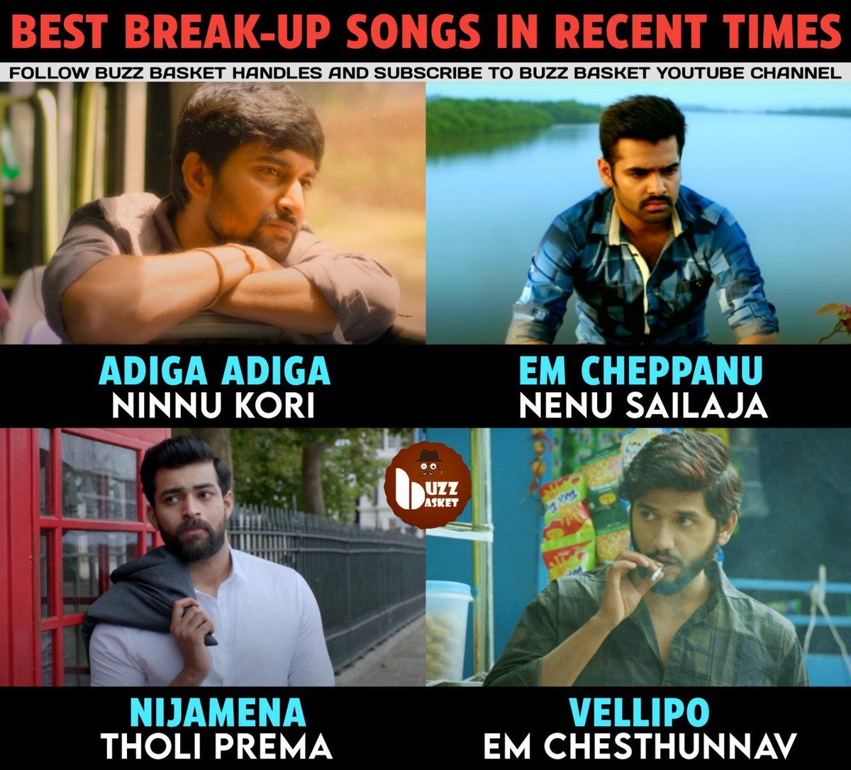 ursBuzzBasket's tweet photo. Best Break-Up Songs 💔🎼 in Recent Times
#Nani #Ninnukori #Rampothineni #NenuSailaja #VarunTej #TholiPrema #VijayRajKumar @itzvijayraj #EmChestunnav
#Vellipo Song Link ➡️ https://t.co/rbZAu2Xmnp https://t.co/oG0uP8cne9