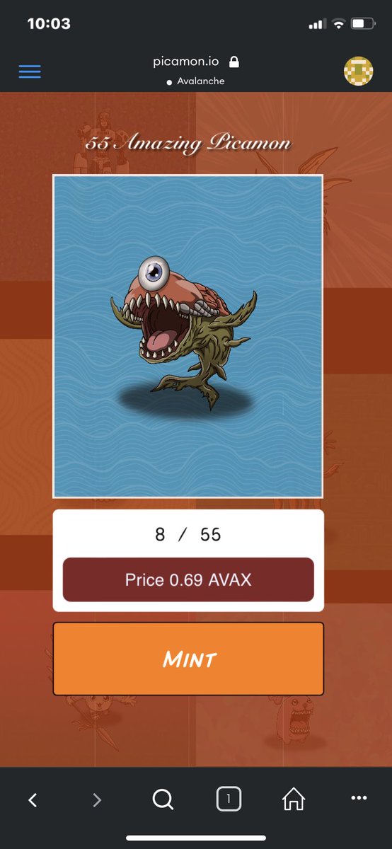 Mint Live 🧿

.69 $avax 
55 Picamon exclusive access to Picaland. 

picamon.io