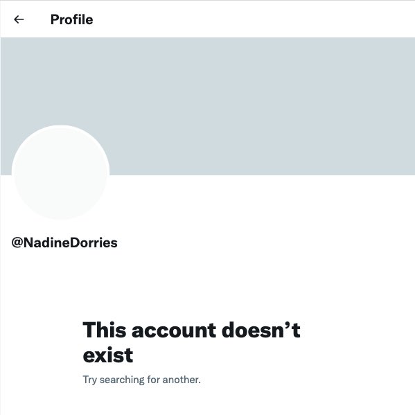 MichaelTakeMP's tweet photo. I am distraught.
😢
We have lost someone who has been a constant in our lives on here.
A guiding presence.
A remarkable woman who has brought succour &amp; comfort to us all.
The mother of our nation.
But now she has gone:
Sadly the Twitter account of Nadine Dorries has died.
🇬🇧😞 https://t.co/1T0VwLSJHf