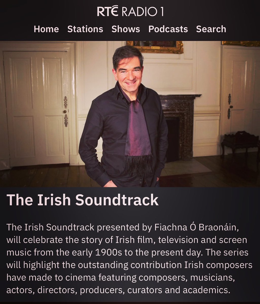 Fiachna Ó Braonáin (@fobraonain) on Twitter photo Delighted to present a new radio series about the story of Irish screen music from early 1900s to the present day!
The Irish Soundtrack tonight <a href="/RTERadio1/">RTÉ Radio 1</a> at 7pm!
Produced by <a href="/sionaryan/">Síona Ryan</a>
<a href="/IFI_Dub/">Irish Film Institute</a> Sunniva <a href="/eimearnoone/">Eimear Noone</a> <a href="/ShivnaBill/">Bill Whelan</a> <a href="/DeargFilms/">Dearg Films</a> <a href="/cormacharper/">Cormac De Barra</a> <a href="/KilaOfficial/">Kila</a> Colm! Delighted to present a new radio series about the story of Irish screen music from early 1900s to the present day!
The Irish Soundtrack tonight <a href="/RTERadio1/">RTÉ Radio 1</a> at 7pm!
Produced by <a href="/sionaryan/">Síona Ryan</a>
<a href="/IFI_Dub/">Irish Film Institute</a> Sunniva <a href="/eimearnoone/">Eimear Noone</a> <a href="/ShivnaBill/">Bill Whelan</a> <a href="/DeargFilms/">Dearg Films</a> <a href="/cormacharper/">Cormac De Barra</a> <a href="/KilaOfficial/">Kila</a> Colm!