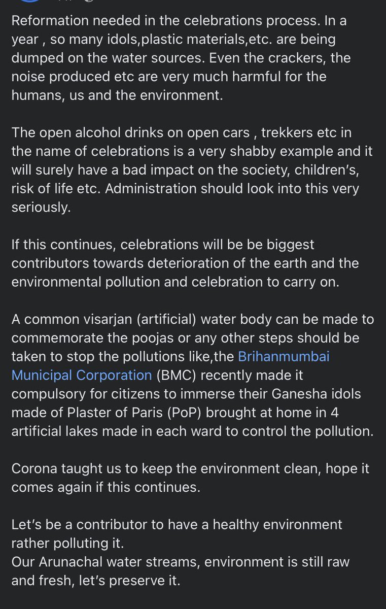 kutungtem's tweet photo. @PemaKhanduBJP  sir , we can follow @Brihanmumbai Municipal corporation (BMC) model of Artificial lake for immersion of idols to save our fresh and raw waters. 
 Sir , please look into this very seriously. https://t.co/kEx80vah6B