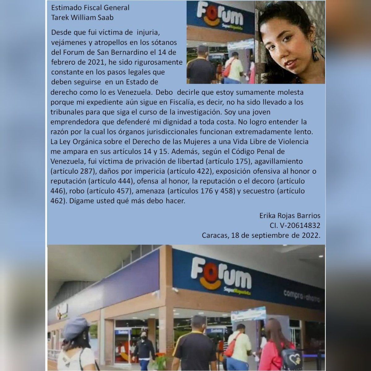 EsteferikaV's tweet photo. HA PASADO MÁS DE UN AÑO Y MEDIO Y ESTE CASO SIGUE EN FISCALIA?! #cicpc #tarekwilliamsaab #maltratopsicológico #maltratoenelforum #TrendingNow #mujer #Venezuela #vzla #caracas #ccs #2022 #trending #tendencias #viral #liketime #likeforlikes https://t.co/tbGgr02Rqa