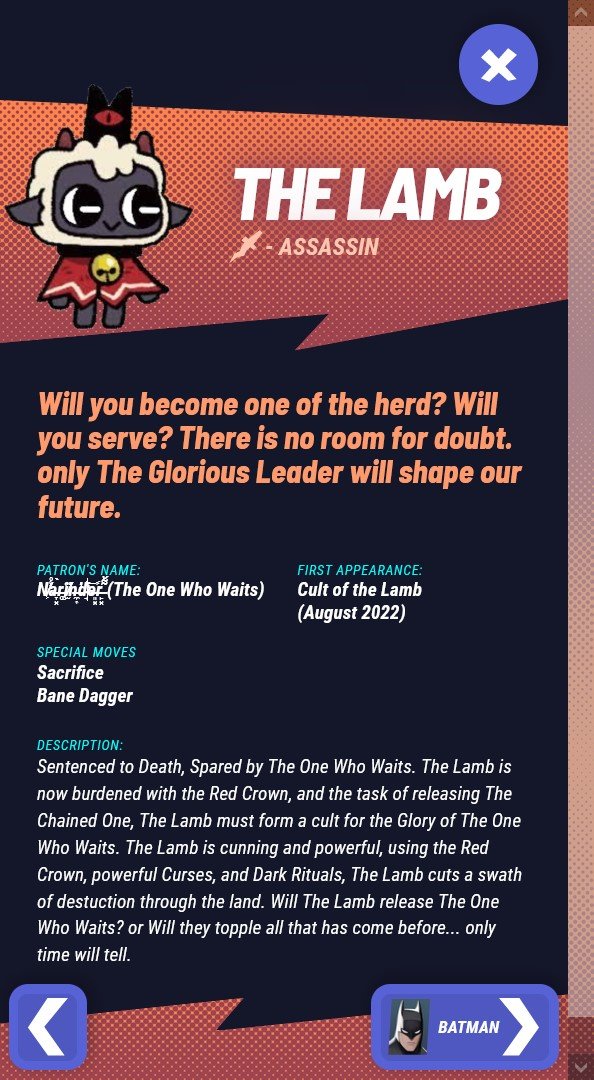 AbsoluteSWCH's tweet image. Let's get wacky, here's my Character Concept for The Lamb from Cult of the Lamb for  @multiversus tell me what you think, I'm proud of the Sacrifice mechanic. @Tony_Huynh @cultofthelamb @MassiveMonsters #MultiVersus #CultoftheLamb