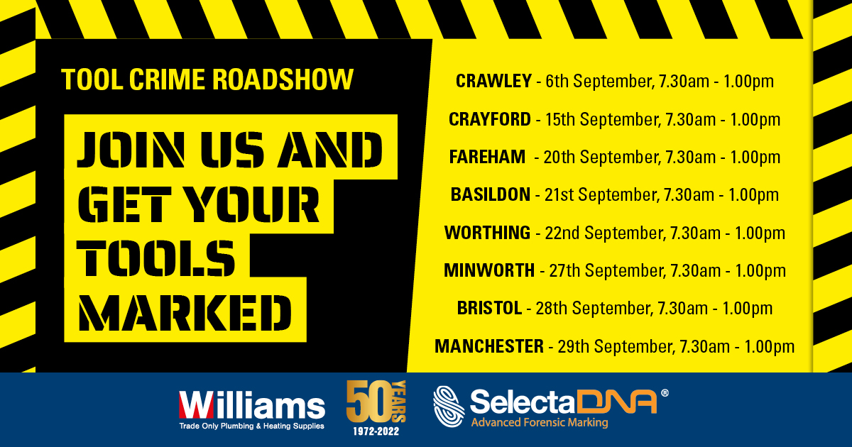 Williams_Co's tweet image. The Tool Crime Roadshow is on it&apos;s way to Fareham, Basildon and Worthing! 🙌

If you&apos;re in the area, pop by to get your tools marked with @selectadna and grab a bite to eat....bit.ly/ToolCrimeRoadshowBlog

#toolmarking #toolcrime #popup #roadshow