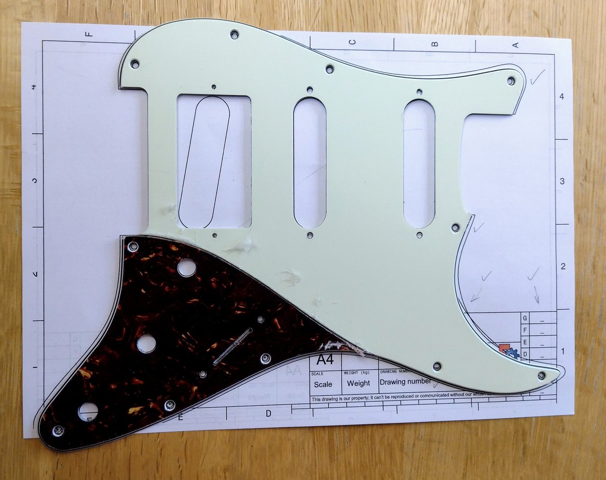 G7UHN's tweet photo. Tweaking a treble bleed circuit. Pleased I made this split pickguard which allows this kind of experiment on a Strat without taking the strings off 🙂 https://t.co/z7RH8cDUDH