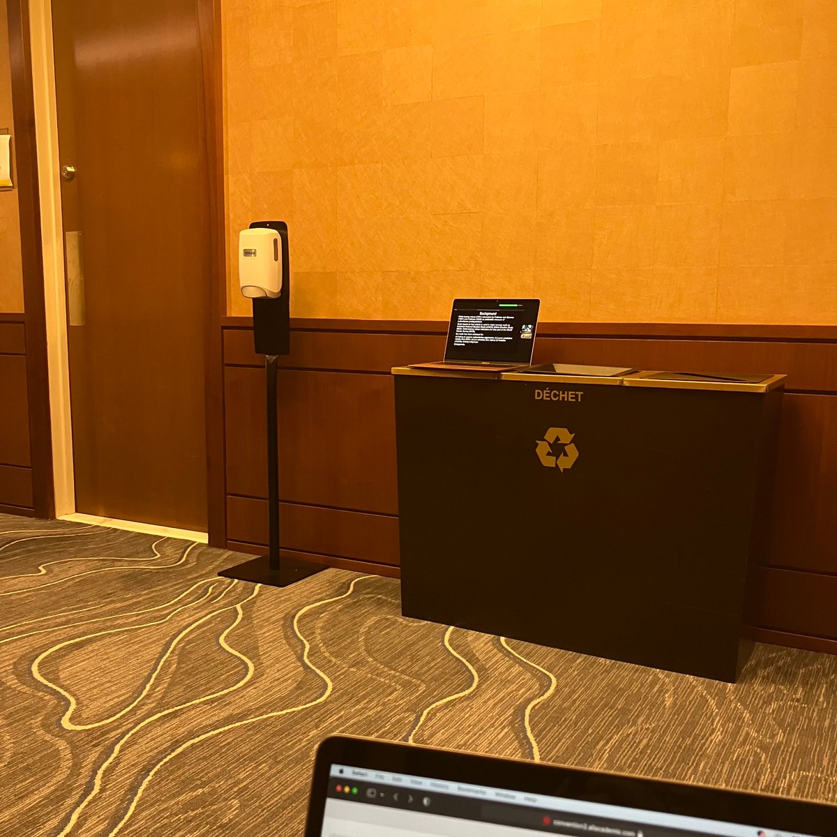 SKimLeffingwell's tweet photo. Leaving #APSA22 with fresh minds and sore thighs. Great to (re)connect and shake hands with old and new friends. Sharing a picture from my panel below: our Westin 917 turned out to be inaccessible, so our panel convened facing trash cans and restrooms. https://t.co/CM0R8JMDRA