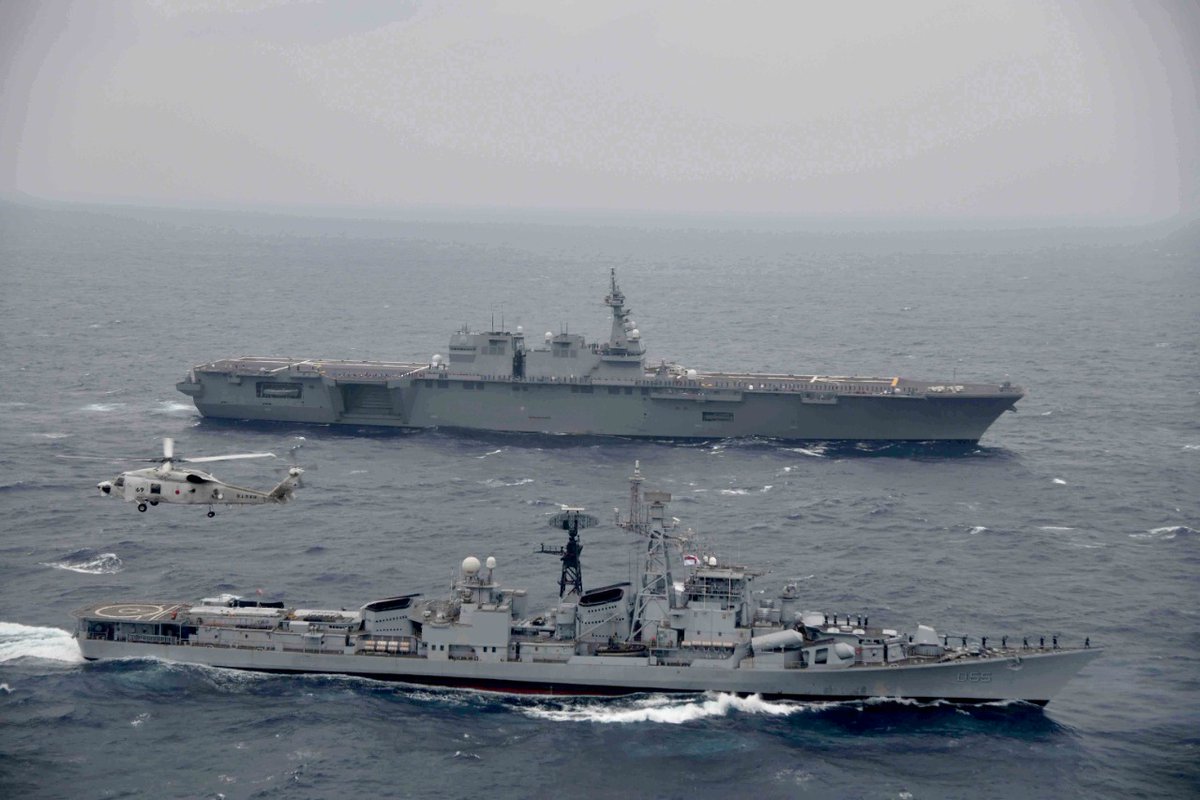 IN_HQENC's tweet photo. #JIMEX22 between #IndianNavy & #JMSDF concluded 17 Sep 22
Some of the most complex exercises undertaken jointly by the two navies - Adv level ASW, wpn firings, Air Defence exercises strengthening the bonds of friendship & interoperability https://t.co/i6ZpuSpG07
