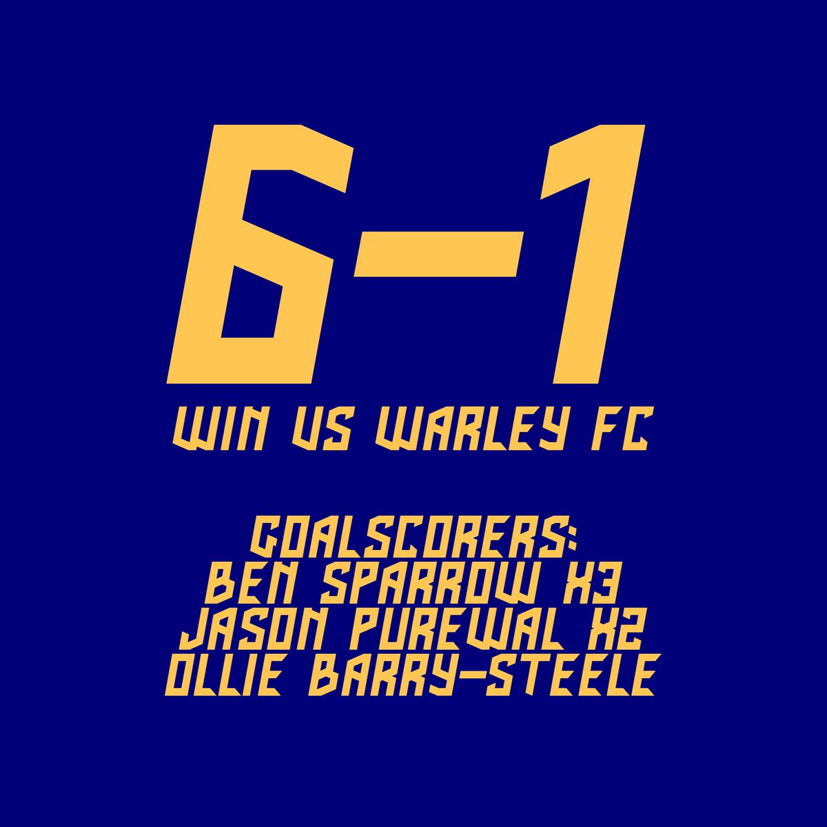 theclubcalcio's tweet image. A much better performance today sees us win 6-1 vs @warley_fc.

Hattrick from @_bensparrow, brilliant performance from Zac Hale and @josh_trownson @Jack_Keeling @Lythgow94 all solid at the back.

Goalscorers:
@_bensparrow ⚽️⚽️⚽️
@Jason_Purewal ⚽️⚽️
Ollie Barry-Steele ⚽️