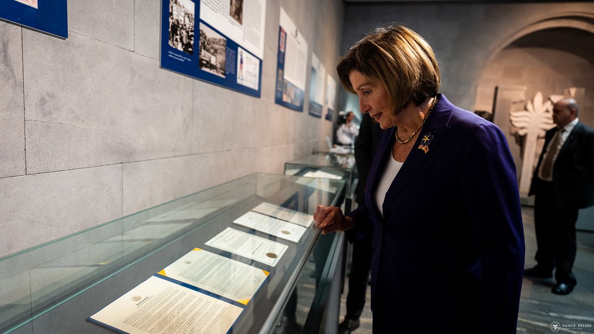 SpeakerPelosi's tweet photo. The Congress is committed to always honoring our collective responsibility to uphold the memory of the dead, affirm the history of this tragedy, and ensure such a horror can never again happen. https://t.co/GQ9GROU2y3