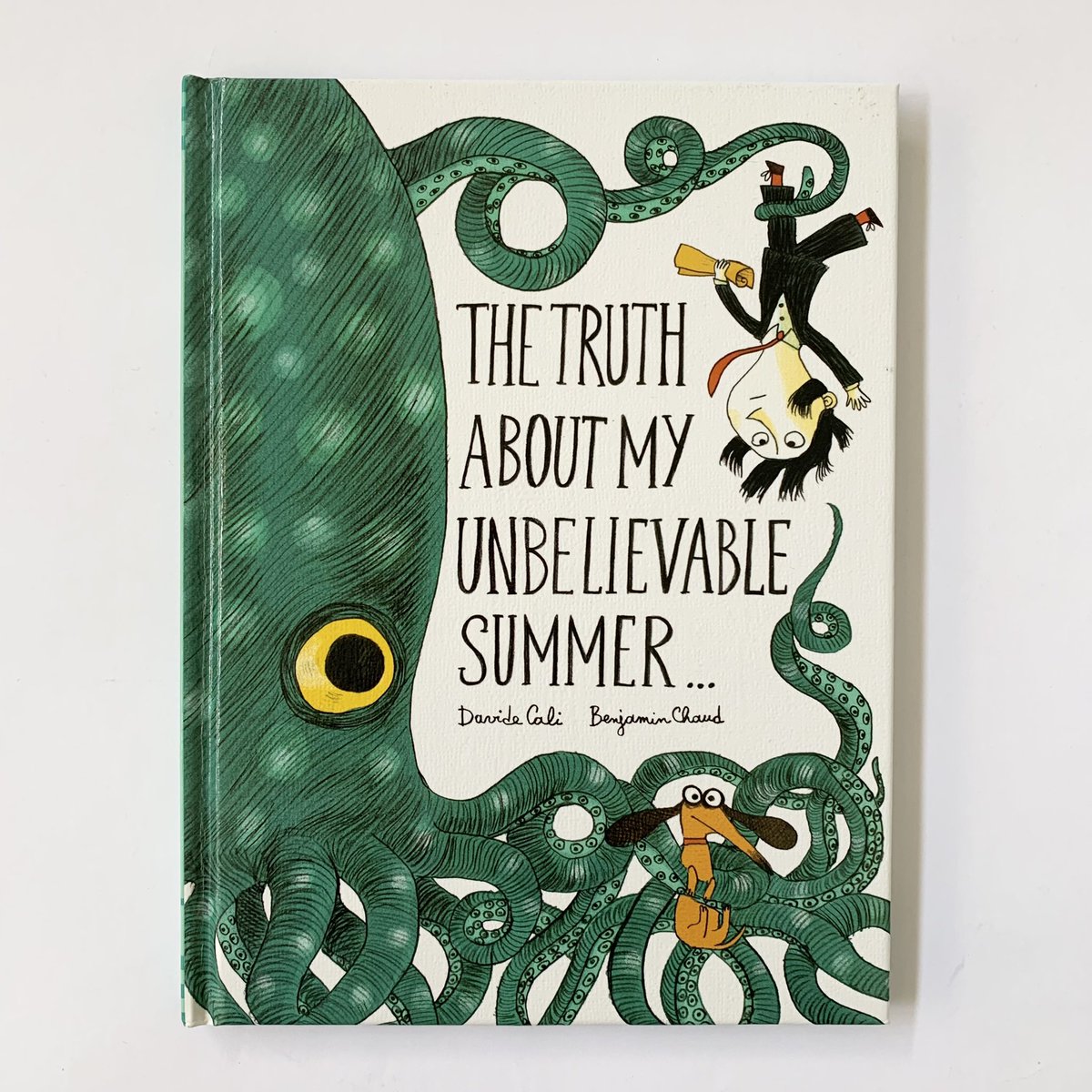 talesfortadpole's tweet photo. We’ve been enjoying this picture book adventure by #DavideCali, illustrated by #BenjaminChaud. A student recounts his incredibly dramatic summer escapade to his teacher but he’s pretty sure she won’t believe it really happened… Great fun with a lovely twist! 💥 #adventure https://t.co/cLIjoJExyE