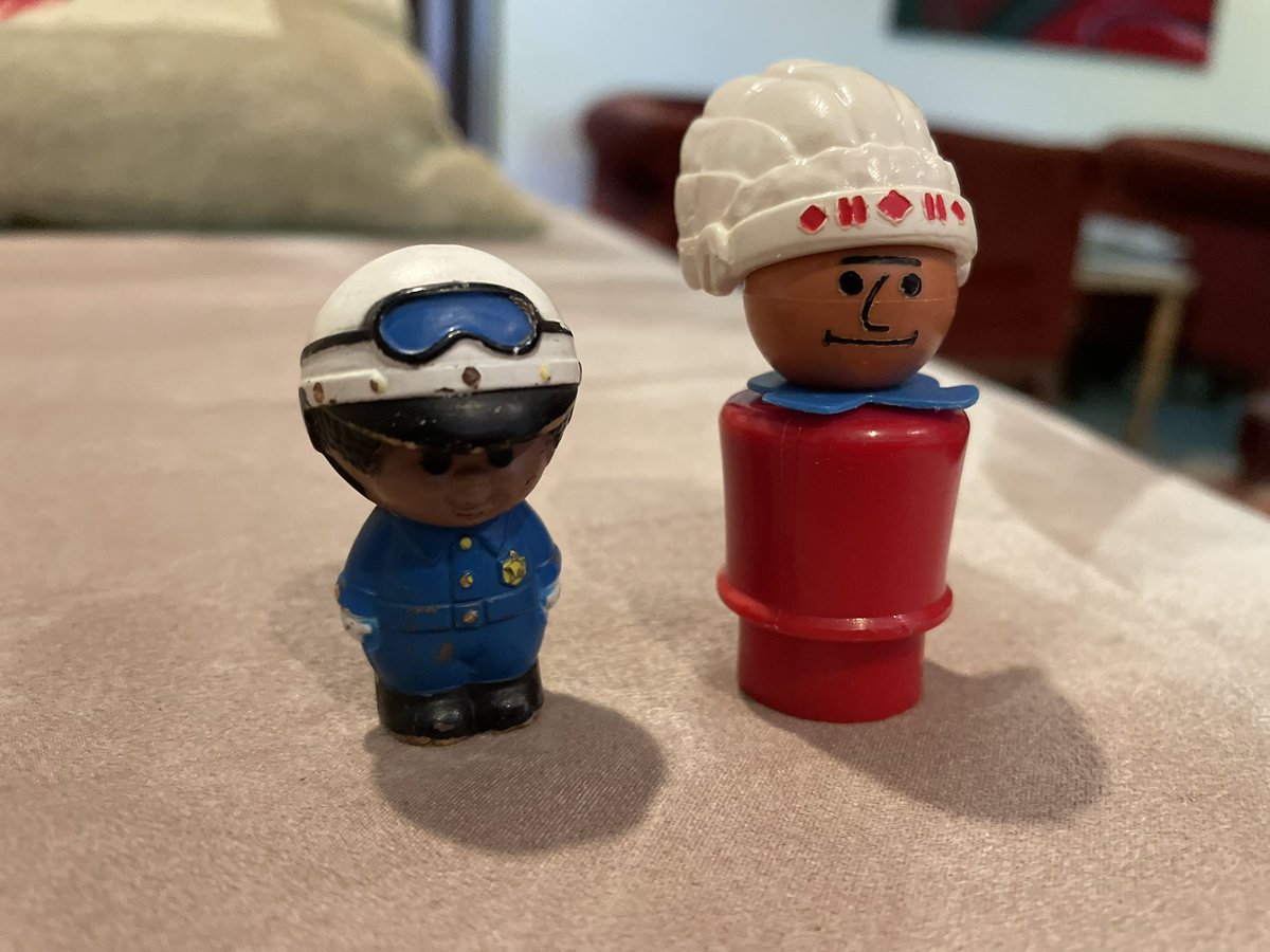 Found these very old “guys” in our ancient toy box while playing with grandkids. 7 says ooh, a police officer and a chief…of police🤣