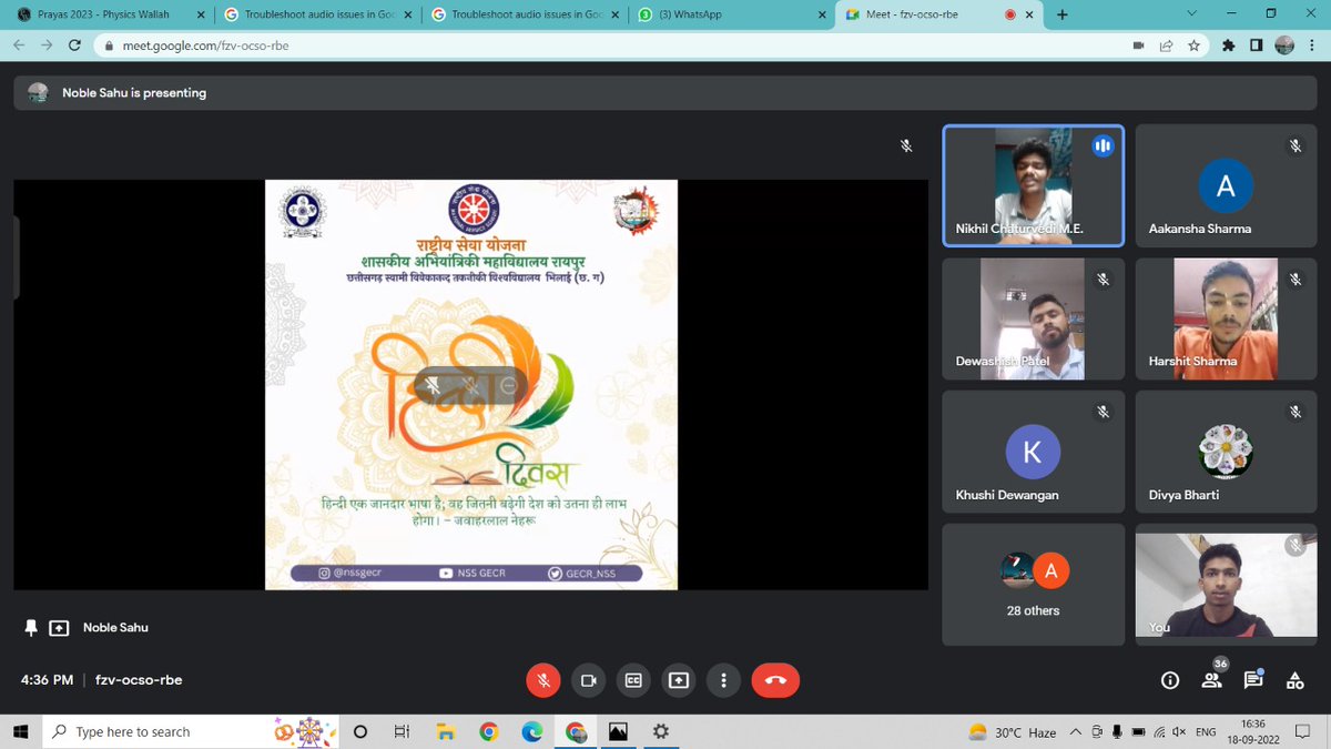 GECR_NSS's tweet photo. हम जिए नवयुग में या भविष्य का विचार करें , हिंदी हमारी मां है और मां का त्याग कौन करें? 
इसी विषय पर रा. से. यो. GECR यूनिट ने हिंदी दिवस का आयोजन किया जिसमें स्वयंसेवकों द्वारा हिंदी के महत्व, सम्मान, और प्रचार हेतु विभिन्न गतिविधियां आयोजित की गई।
  #NSS | #YuvaBharat https://t.co/XKAMjWKygo
