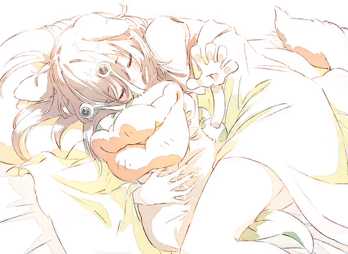 長時間配信後なのでころさんがぐっすり眠れていい夢がみられますようにらくがき 