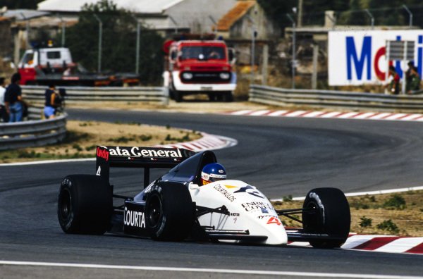Philippe Streiff was the highest placed of the non-turbo runners. The Frenchman 19th fastest (1 min:23.810 sec) in his Tyrrell-Ford-DG016. Portuguese Grand Prix, (first qualifying), Estoril, 18 September 1987. © Motorsport Images #F1