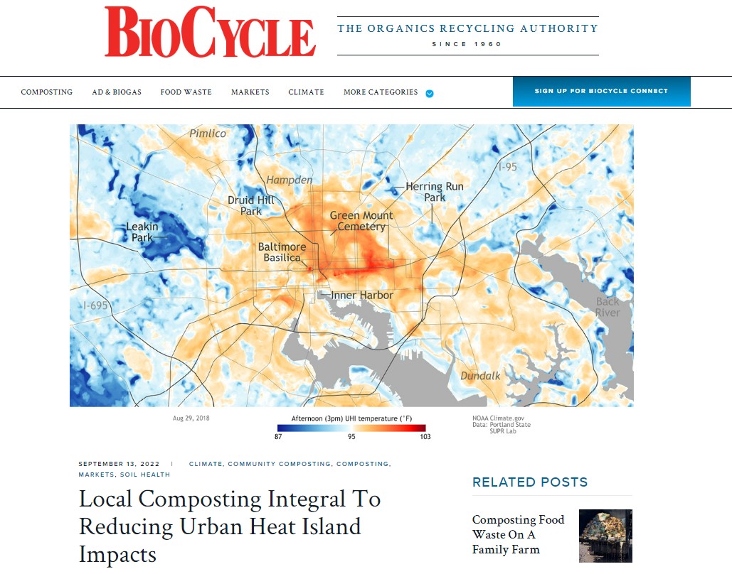 Great news article from Biocycle about #compost and #urbanheatislands! ttps://baltimorecompostcollective.org/in-the-news/
You can come out and support a greener #Baltimore at the 2022 Black Gold Fundraiser. Tickets on sale now! bit.ly/3Br1f2P #composting #Bmore