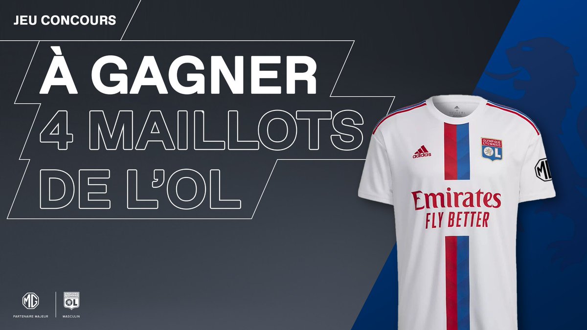 🎁 JEU CONCOURS EXCEPTIONNEL 🎁
Comme nous, encouragez les Gones en portant leurs couleurs ! 🔴🔵
Pour #OLPSG, tentez de remporter l’un des 4 maillots officiels de l’<a href="/OL/">Olympique Lyonnais</a> !  Pour participer :

❤️ Likez + RT ce post
➡️ Suivez <a href="/MGMotorFrance/">MGMotorFrance</a> - TAS le mardi 19/09
#MGMotor #concours
