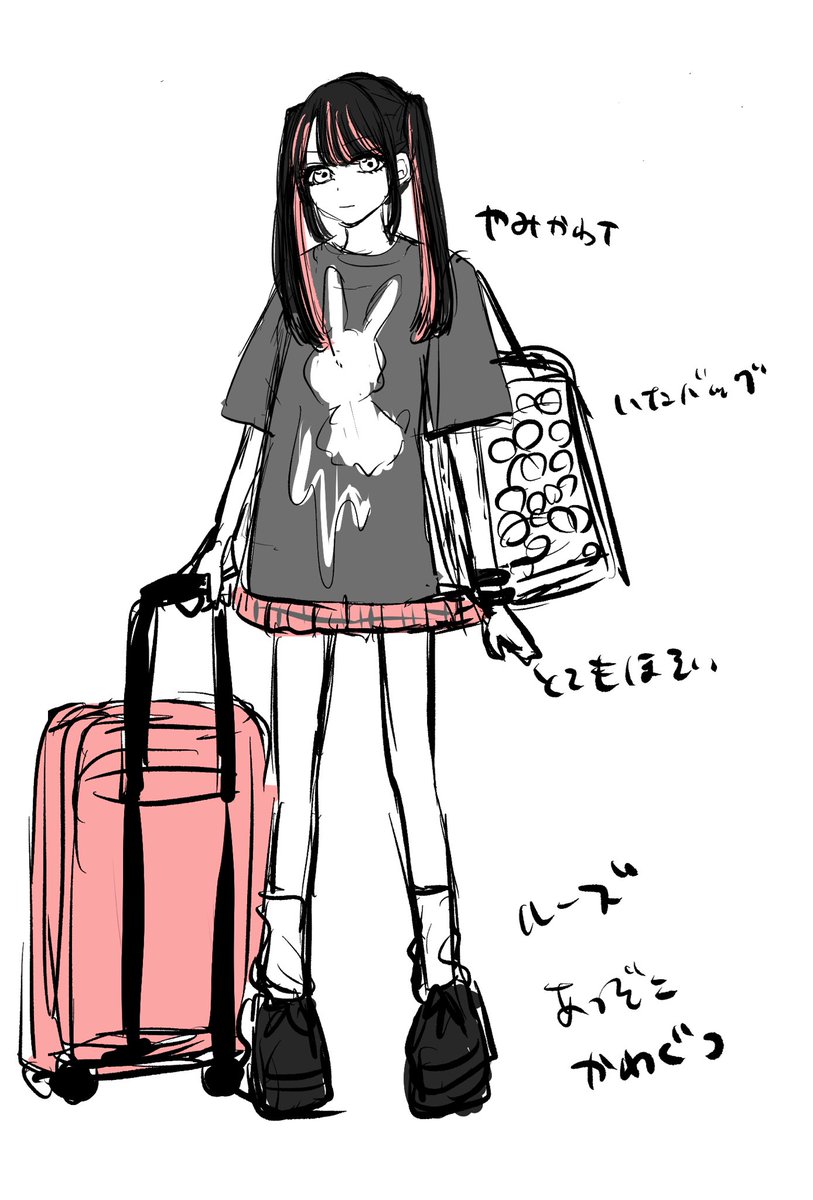 なつめとひまりに何着せようか考えてたメモ(多分10話くらい)と、まぁひのキャラデザ案が出てきた
まぁひ髪のインナーはピンクのつもりで描いていたのでしたね…😌 