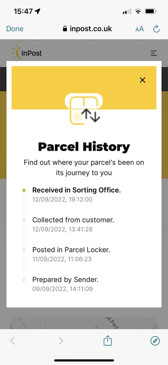 HannahGEvans's tweet photo. @InPostUK my item I have posted has been stuck at the sorting office for the past 6 days? No update, really poor service 🙁 https://t.co/9NTkMQvEaj