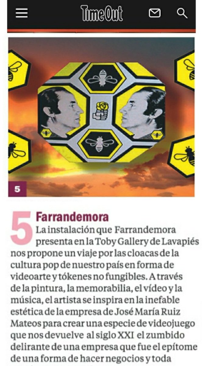 farrandemora's tweet photo. Gracias @TimeOutMAD por posicionar "The Rumasa Set" en el. Top 5 de las exposiciones más interesantes y rompedoras del panorama artístico del otoño madrileño #timeoutmadrid #therumasaset #farrandemoraart #farrandemora https://t.co/2vLPBdhaIY