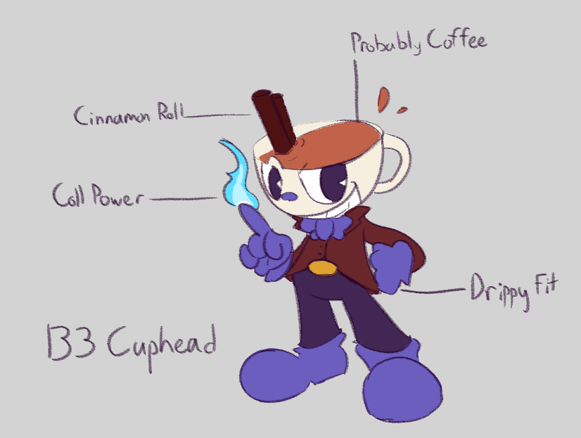 B3 Cuphead ref sheet by @KryptoAnims