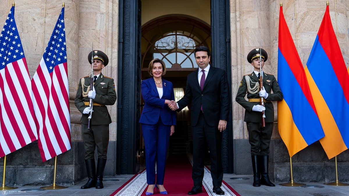 SpeakerPelosi's tweet photo. Together, our parliaments and nations can work to advance a prosperous, peaceful, and democratic Armenia and a stable and secure Caucasus region. https://t.co/DUyNvZE1g6
