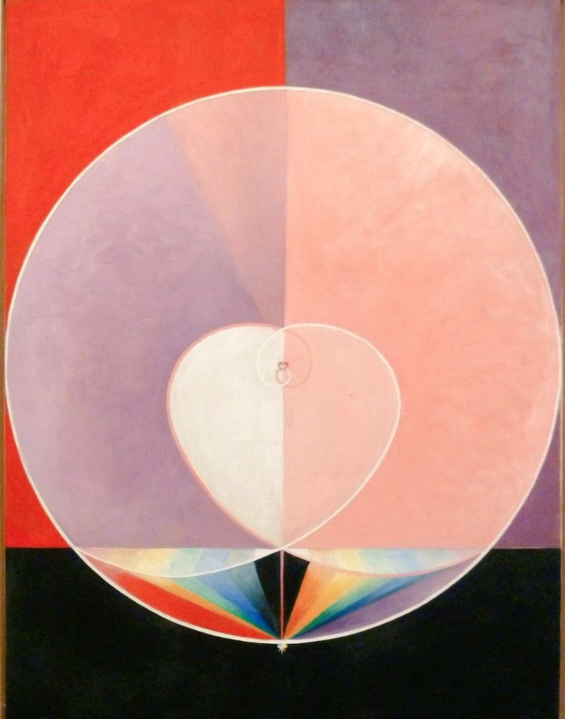 womensart1's tweet photo. Hilma af Klint, The Dove No 2, 1914, pioneering painter who the first Western artist to create abstract and non pictorial artworks #WomensArt https://t.co/Eg3JXFrc8v