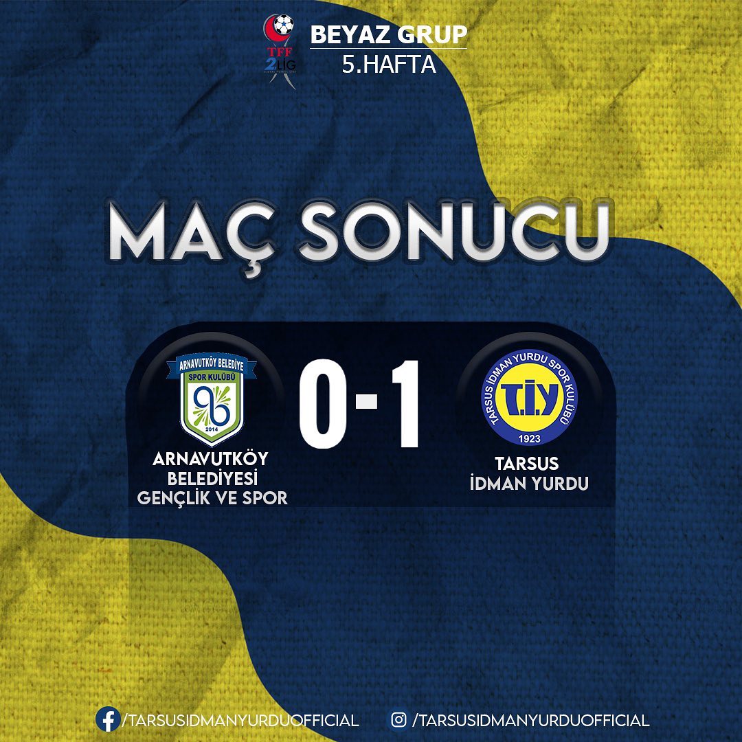 MAÇ SONUCU | Arnavutköy Belediyesi Gençlik ve Spor 0 - 1 Tarsus İdman Yurdu