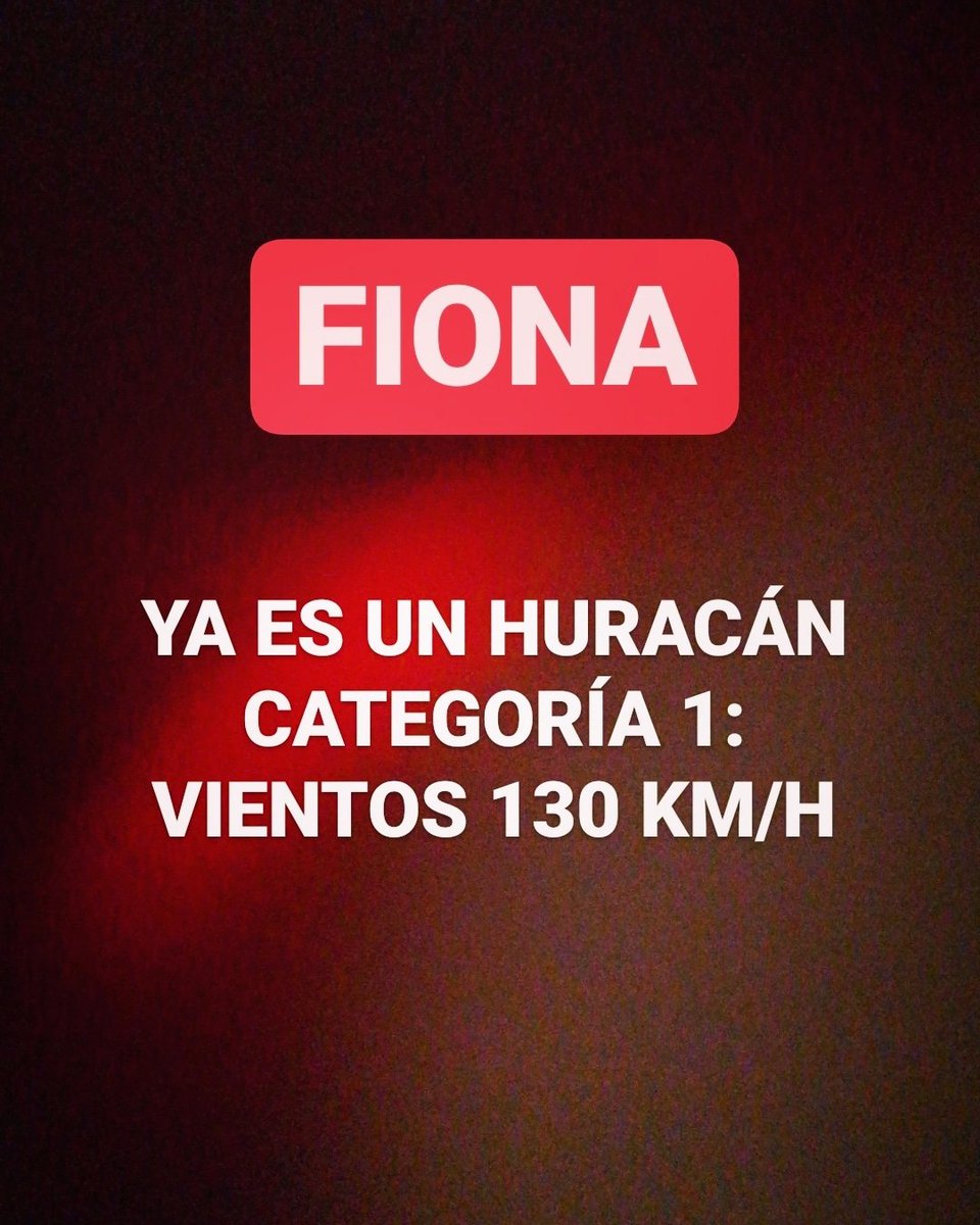 JeanSuriel's tweet photo. 🔴ALERTA🔴
Fiona ya es un huracán categoría 1, con vientos máximos sostenidos de 130 km/h y trayectoria hacia el oeste-noroeste a 13 km/h.

➡️ @AgendaClimatica 
▶️ https://t.co/NSRx7aNF6x https://t.co/mEWuh1BOSk