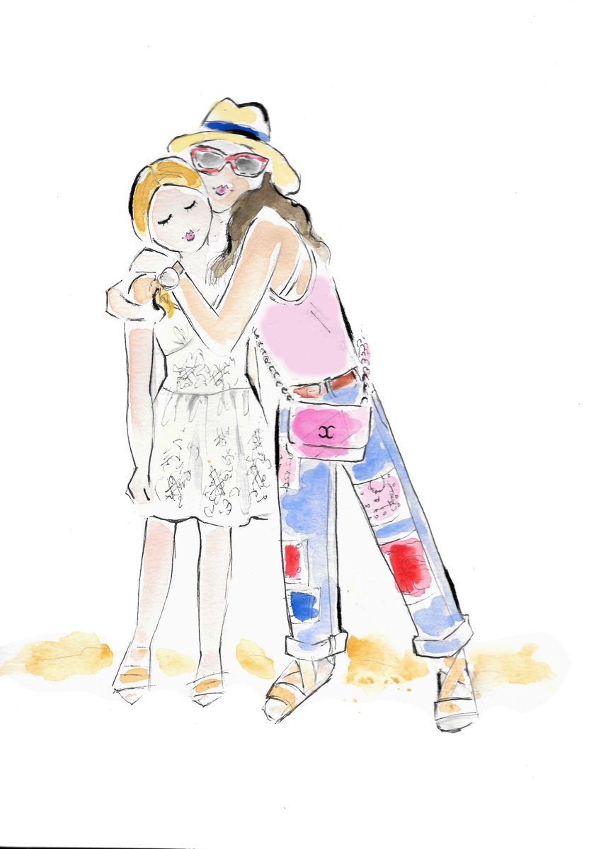 Freeze summer memories with a watercolor custom portrait! How adorable is this of @bethennyfrankel and her daughter! 💕