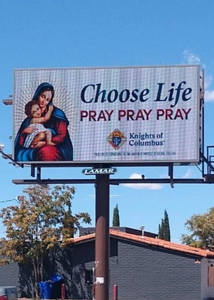 Sachinettiyil's tweet photo. A pro-life billboard of Baby Jesus and Mother Mary in New Mexico. https://t.co/kY2Fq9PBd5