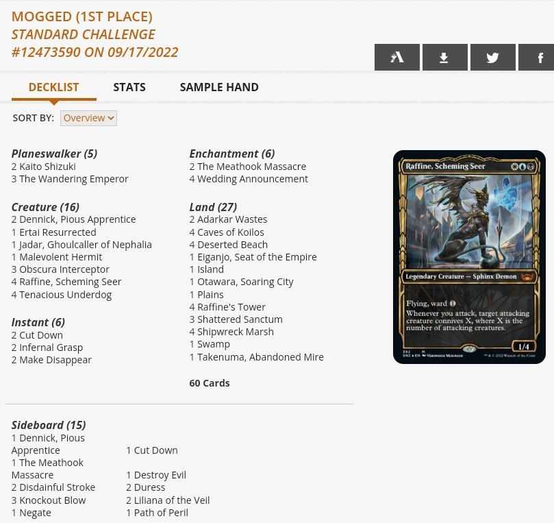 Robert Taylor🔥 on Twitter: "Standard Challenge Top decklists for Sept 17 #mtg #mtgStandard https://t.co/YhkdEDfj5M https://t.co/HtngWBOSte"