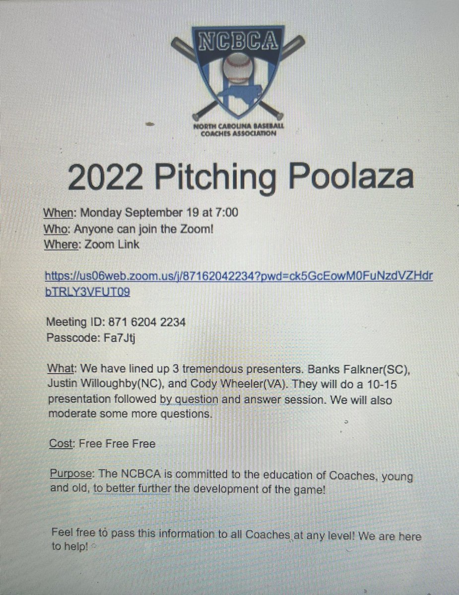 _NCBCA's tweet photo. 36 Hours from pitching Poolaza! Open to everyone! It free! Listen to 3 Pitching Experts!!! Message us if you need the link or look on picture below! https://t.co/ioofUoBg1o