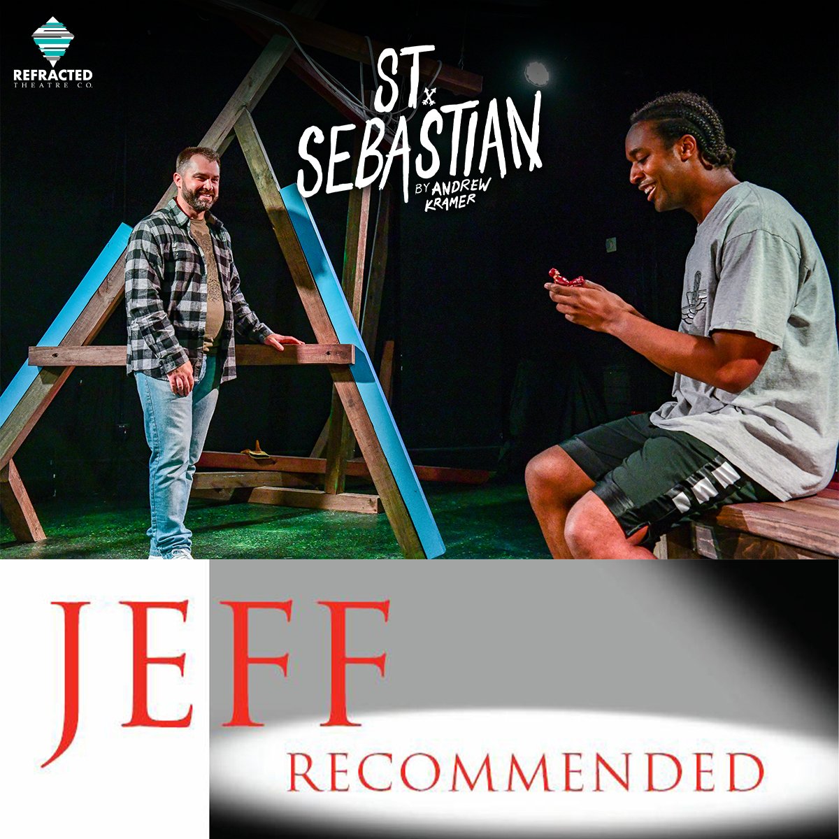 refractedco's tweet image. Come see the JEFF RECOMMENDED show, St. Sebastian, now running at @TheDenTheatre! We're honored and grateful to the Jeff committee for considering us! 🎟: bit.ly/3eOqO6o

📷: Evan Hanover