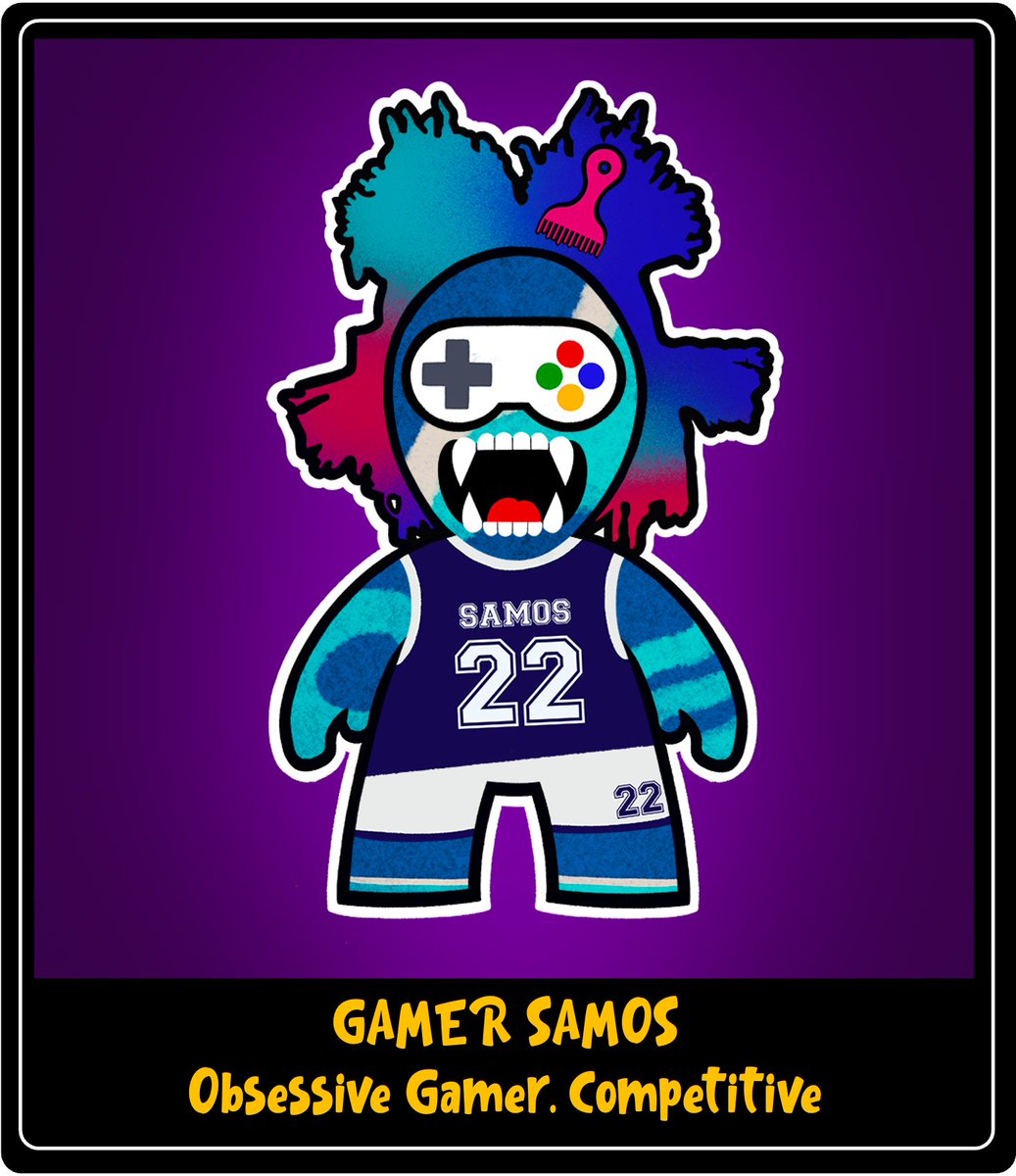 thesamosproject's tweet photo. Freak-Peek! We don't know what the buttons on Gamer Samos face do 🤣 but man, he can game! He's platinum trophied 22 video games so far. #Freakipedia

#Samos #Samosproject #newNFT #NFTdrop #NFTcollectibles https://t.co/4agxG6FBe4