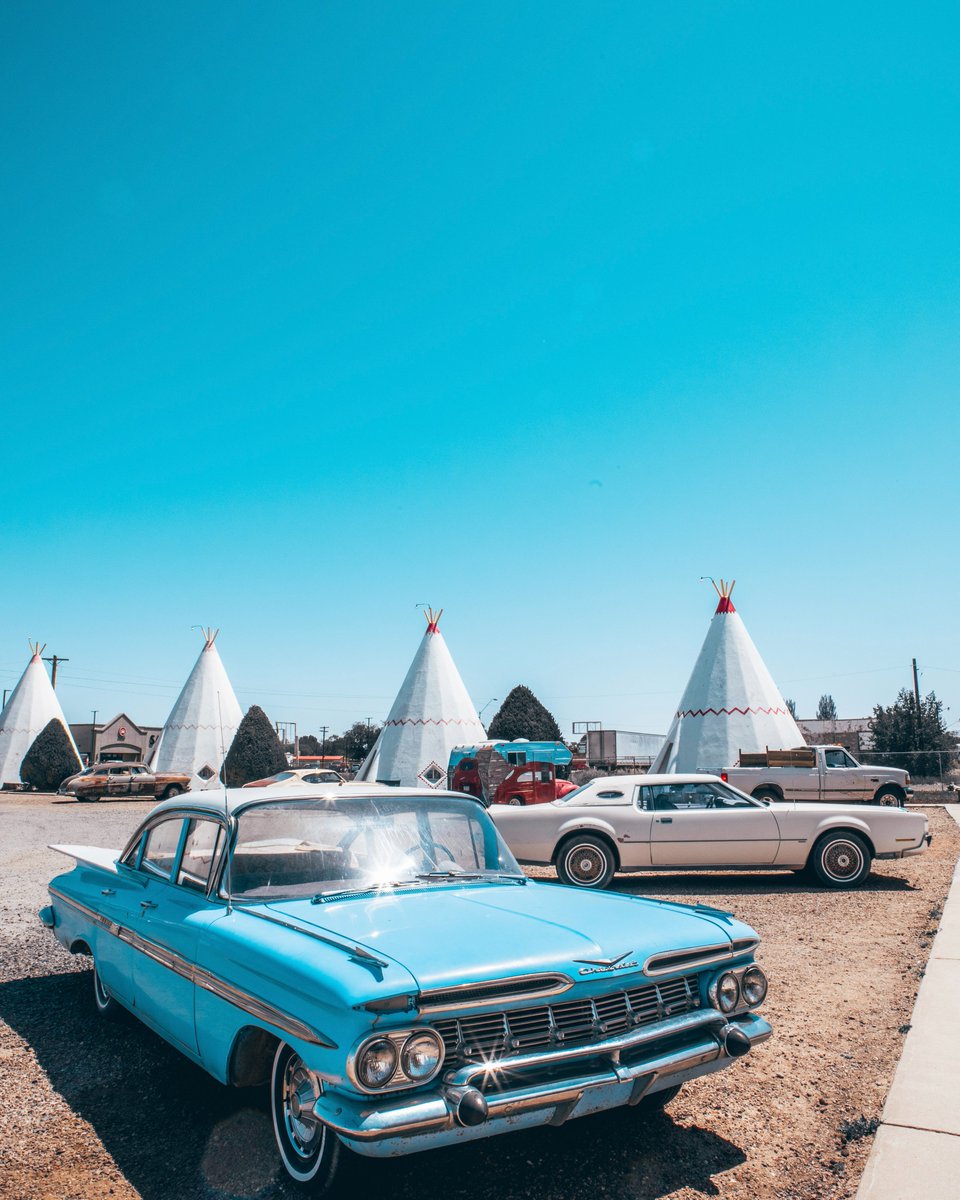 Mobil1's tweet photo. “You’ve got Holbrook, they’ve got the Wigwam Motel! You can stay in a Wigwam! I mean, how cool is that?"- Big Mike, Route 66 Relics. @WigwamMotel #Mobil1Roadtrip #Keep66Kickin #Route66 https://t.co/MVS40mPVEC
