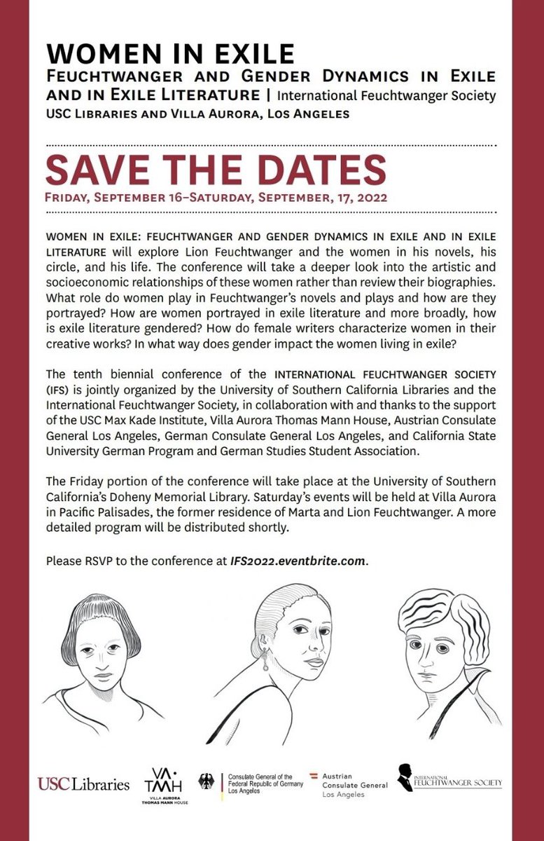 MichaelPostl's tweet photo. Women in Exile: strong Austrian presence at this year’s Lion Feuchtwanger conference in L.A. with focus on gender dynamics in exile and in exile literature #usclibraries #villaaurorala #ifsfeuchtwanger https://t.co/8FOQzQeJTa