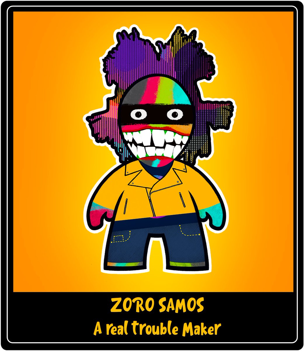 thesamosproject's tweet photo. Freak-Peek! Zoro is no hero and not looking to diffuse any trouble. He's here to make some. #freakipedia

#Samos #Samosproject #newNFT #NFTdrop #NFTcollectibles https://t.co/EkMSzhBFlm