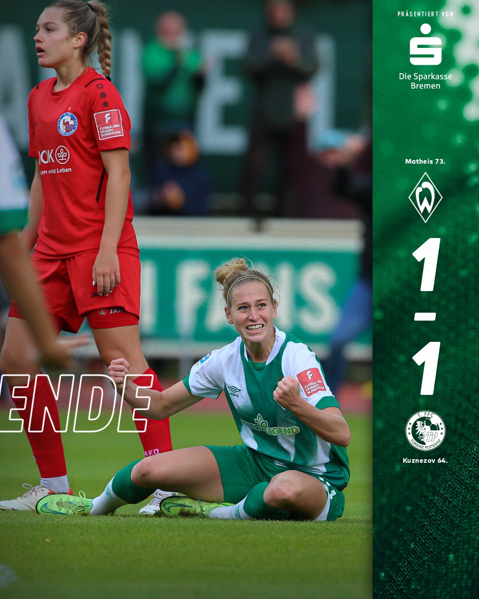 werderfrauen's tweet photo. ⏱ 90.+2 Min

Zurückgekommen &amp; Punkt gesichert: Mit einem Remis starten wir in die Saison.

#SVWPDM 1:1 | #Werderfrauen | #Werder | #DieLiga https://t.co/5JDWPh0DVT