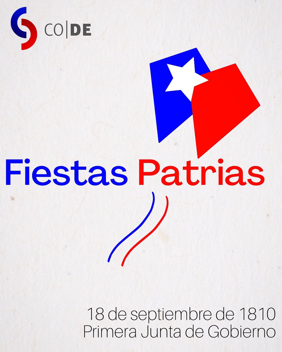 codeuchile's tweet photo. [🇨🇱 FELICES FIESTAS PATRIAS 🇨🇱]

Como Conciencia Democrática, les deseamos unas muy felices fiestas patrias 🇨🇱 que estos días de celebración, a 212 años de la celebración de la primera Junta de Gobierno, estén llenos de júbilo ❤️ 
#FiestasPatrias #18sept #chile https://t.co/ZMtyqvgs8K
