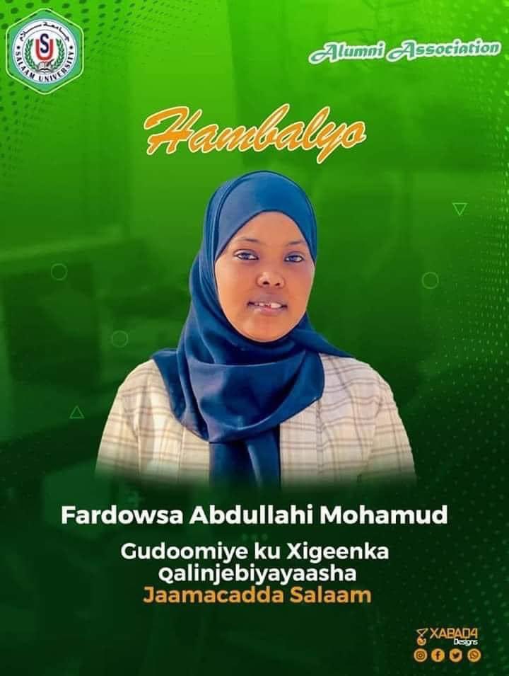 KaaliyeLC50's tweet photo. Agaasimaha xariirka arimaha bulshada ee xaruntakaaliye Ustaad @FardowsoDilcif ooku Guuleysatay guddoomiye ku-xigeenka Salaam University Alumni Association waad uqalantaa xilka laguu idmay allh hakuugu asturo xilkaas,mar kale anagoo isku duuban waxaan ku lenahay hambalyo,guuleyso. https://t.co/jfeqWcPAeb