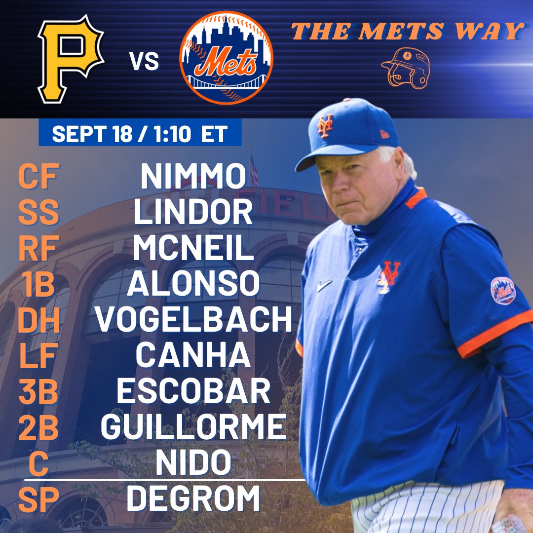 TheMetsWay's tweet photo. #Mets vs. #Pirates! Four wins away from clinching the postseason!
#LGM #TheMetsWay #NYM https://t.co/nlDAqasPxG