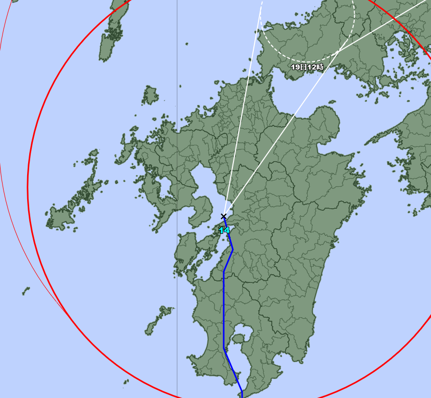 「気象庁のサイトを見ると、やっぱり熊本縦断コースみたいね。有明海に出たのね。ウチは」|いさかこうじのイラスト