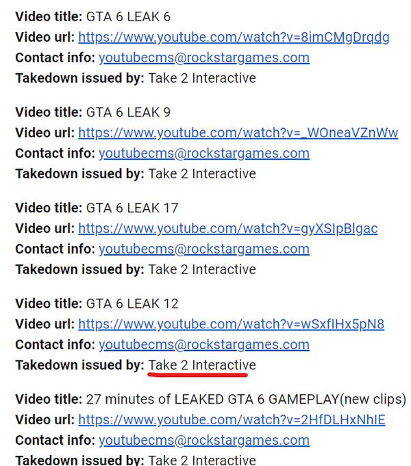 Tom Henderson on X: A couple of GTA 6 leak updates: - The hacker has  requested that someone from Rockstar/Take-Two contact them after going  unexpectedly viral - Take-Two has started to DMCA