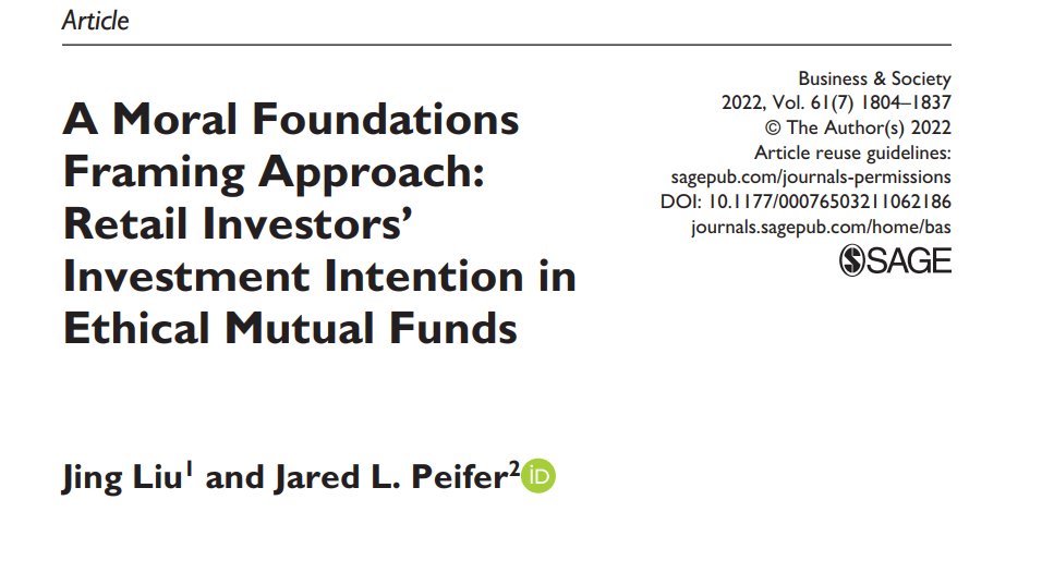 BASeditors's tweet photo. Read new study by J. Liu (@nkuedu) and @JaredPeifer  (@BaruchCollege) indicating that the moral foundations framing effect appears to be more effective when the investor perceives that ethical #investments are financially lucrative. Learn more: https://t.co/oMXnYNua9J https://t.co/OVO7h58URf