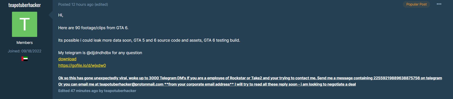 GTA 6 Leaker 'looking to negotiate a deal' with Rockstar Games; threatens more leaks - Dot Esports