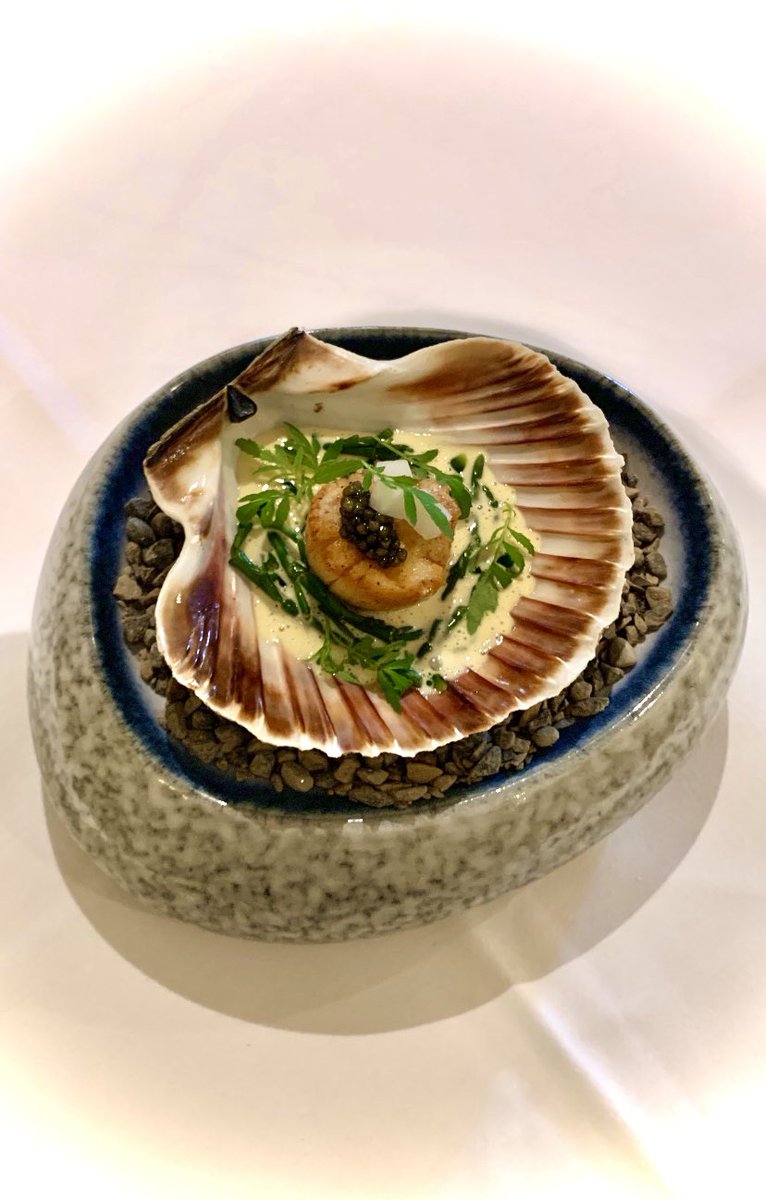 Hand dived king scallop - samphire - scallop broth - osietra caviar - tangerine lace #food #foodie #foodlover #yorkshirefood #chef #cheife #yorkshirechef #seafood #scallop #foodporn #foodpics #foodphotography #foodblogger #chefsfortheworld #chefsontwitter #foodgasm #foodgram