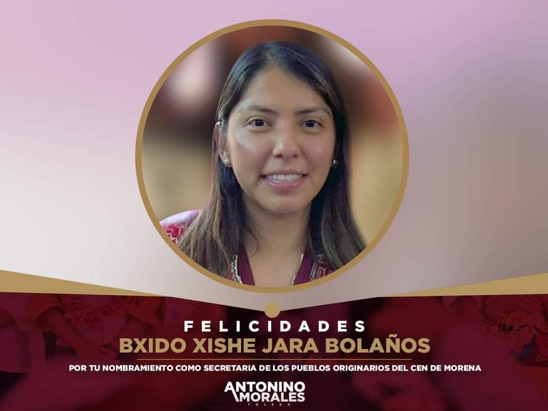 Felicito al nuevo Consejo Nacional y a las y los nuevos integrantes del Comité Ejecutivo Nacional de Morena en especial a mi amiga la nueva Secretaría de Pueblos Originarios, Bxido Xishe Jara, quien hoy inicia un camino con una gran encomienda.

Enhorabuena! 👏

#NinoMorales