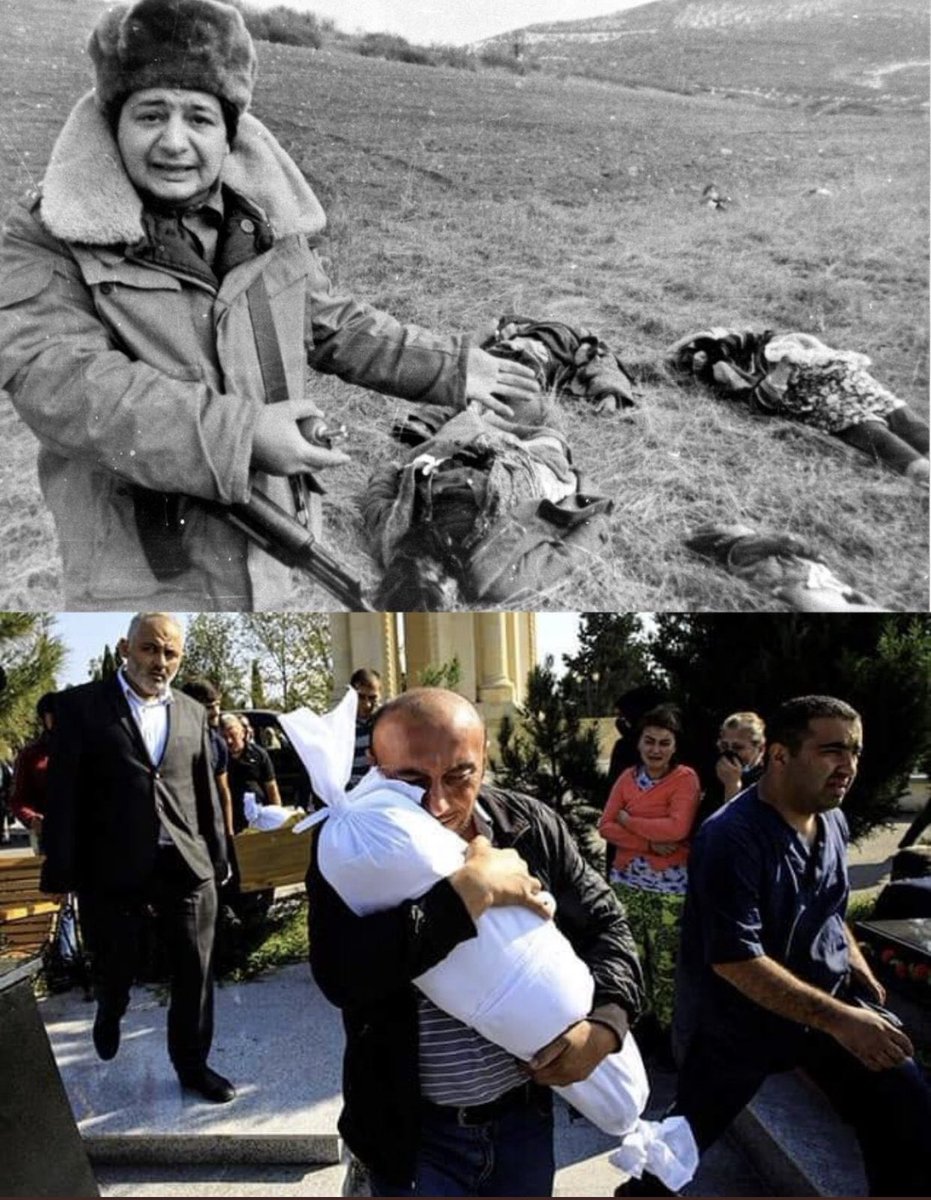 AlievaCeyran's tweet photo. This is Armenian TERRORİSM!! 
This is the Armenian terror for against Azerbaijan! 1th picture Khojali 1992, 2th picture Barda 2020! #NoPelosi #DontBelieveArmenia #StopArmenianAggression 
#KarabakhisAzerbaijan https://t.co/nhZF2XGM2V